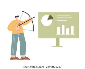 lead scoring aiming achievement target goal focus career development character design icon