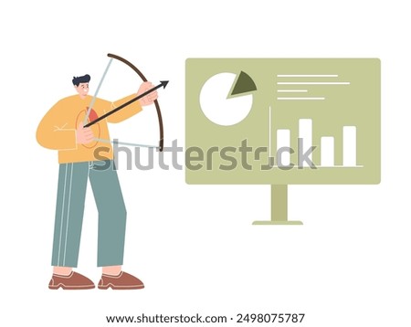 lead scoring aiming achievement target goal focus career development character design icon