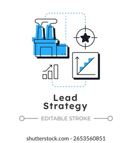 Lead strategy modern linear concept icon. Increases resources for predicted demand. Capacity management. Flat outline elements connected with dotted lines. Creative visual. Easy to edit