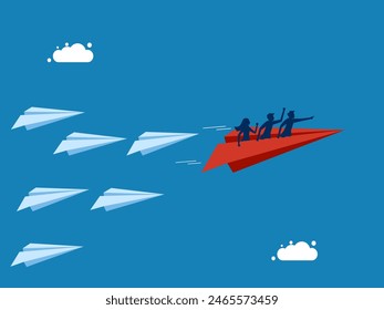 Lead to success. Businessman leads other paper airplanes 