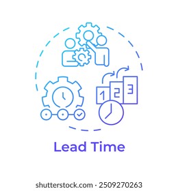 Lead time blue gradient concept icon. Agile planning, marketing. Workflow methodology. Round shape line illustration. Abstract idea. Graphic design. Easy to use in infographic, presentation