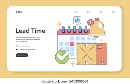 Lead Time concept. Efficient schedule tracking with a calendar and timely package delivery. Streamlined supply chain management. Flat vector illustration.