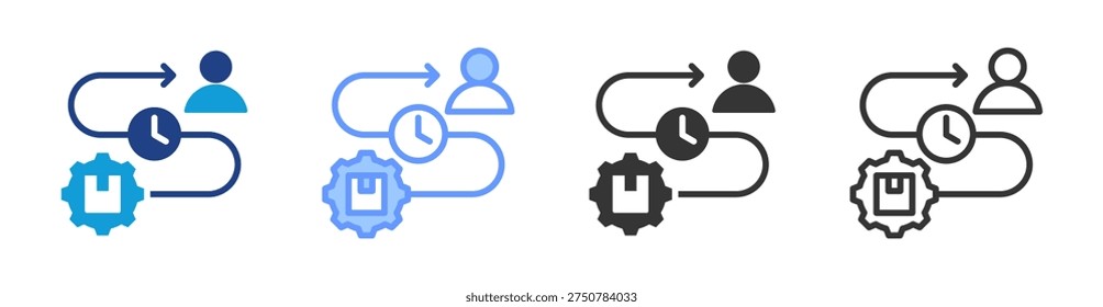 Lead Time Management icon set multiple style collection