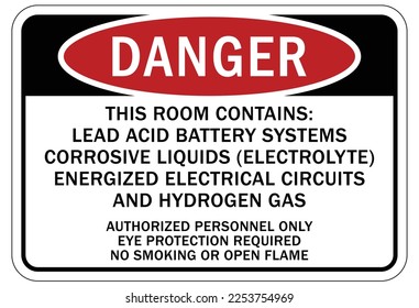 Lead warning hazard sign and label lead acid battery