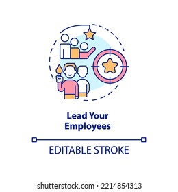Lead your employees concept icon. Human resources management. Leadership. Mentoring abstract idea thin line illustration. Isolated outline drawing. Editable stroke. Arial, Myriad Pro-Bold fonts used