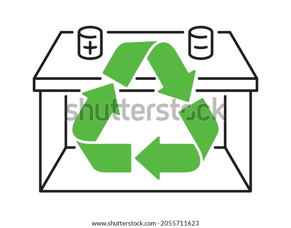 Lead-acid battery\
recycling sign - technology and solutions for reuse a car\
accumulator. Isolated vector\
icon.
