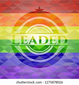 Leaded emblem on mosaic background with the colors of the LGBT flag