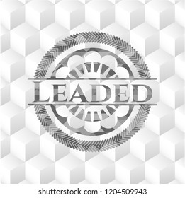 Leaded grey badge with geometric cube white background