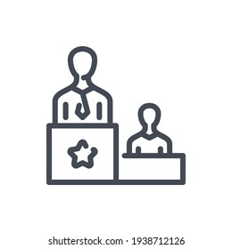 Leader and Best employee line icon. Leadership vector outline sign.