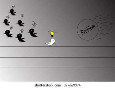 Leader birds creative fix the problem  concept