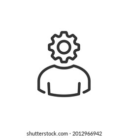 Leader Boss Icon. Businessman cog head icon. Team head icon symbol