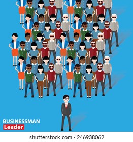 Leader businessman concept design on blue background,clean vector
