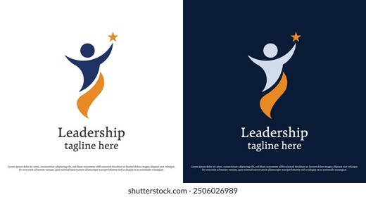 Leader career logo design illustration. Silhouette of person carrying star hope dream chief leader boss manager supervisor professional job company business. Abstract minimal simple icon symbol.