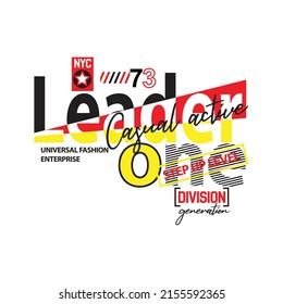 leader casual active Premium Vector illustration of a text graphic. suitable screen printing and DTF for the design boy outfit of t-shirts print, shirts, hoodies baba suit, kids cottons, etc.