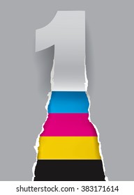 Leader in color printing.
Vector illustration of ripped paper number one and printing colors. Concept for presenting color printing.
Vector available.
