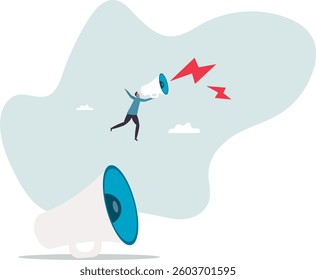 Leader communication, executive management skill to communicate with employee, send important message or announcement .character for design.