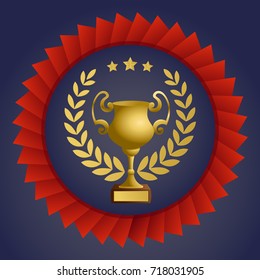 The leader of the cup with a red ribbon, template design element, Vector illustration