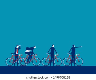 Leader direction pointing. Concept business vector illustration, Flat business cartoon style, Teamwork, Vision.