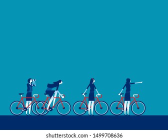 Leader direction pointing. Concept business vector illustration, Flat business cartoon style, Teamwork, Vision.