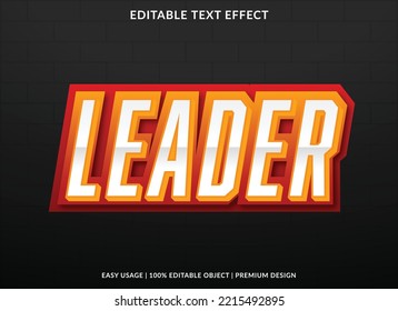 leader editable text effect template use for business brand and logo