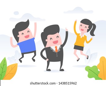 Leader energize his team. Business concept vector illustration.