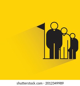 leader and fellowers on yellow background