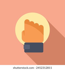 Leader fist rise up icon flat vector. Leadership success. Motivation move