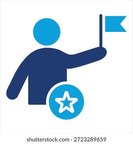 Estilo de icono azul plano de líder