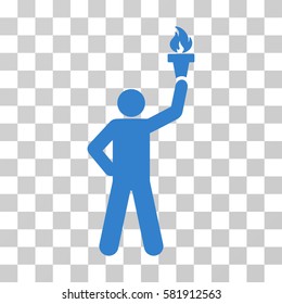 Leader With Freedom Torch vector icon. Illustration style is a flat iconic cobalt symbol on a transparent background.