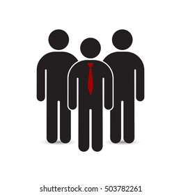 Leader in front of his team business concept. Vector simple illustration.