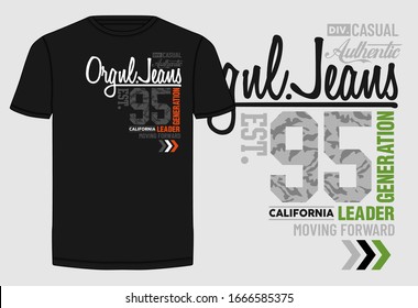 Leader Generation stylish typography slogan for t-shirt. Abstract design with the camouflage style. Vector print, typography, poster. Global swatches.