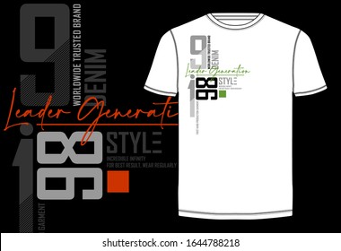 Leader Generation typography stylish for t-shirt and apparel abstract design. Vector print, poster. Global swatches.