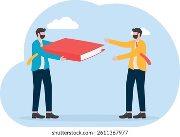The leader give the book employees, business concept, wb and articles design,vector

