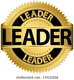 Leader gold label, vector illustration 