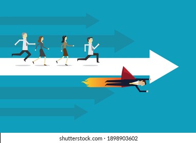 Leader graphs grow forward, Vector illustration in flat style