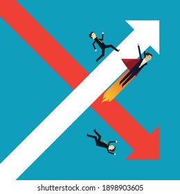 Leader graphs for growth, Vector illustration in flat style