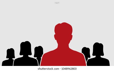 Leader of group. Conceptual sign and symbol of businessman. Human icon set. Vector illustration.