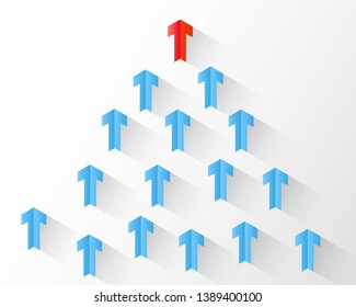 Leader in the Group, Vector Flat Graphic wiht Color Arrows