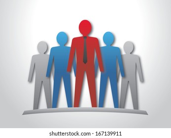 Leader and his team. Vector illustration.