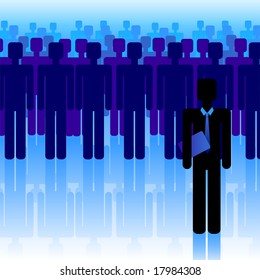 Leader and his team vector illustration. Business and communication concept