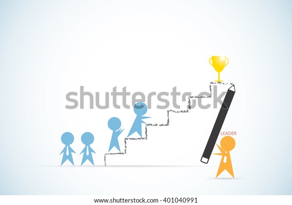 leader holding pencil write ladder line stock vector line leader