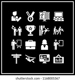 leader icon. 16 leader vector set. manager, medal with number, trophy and presentation icons for web and design about leader theme