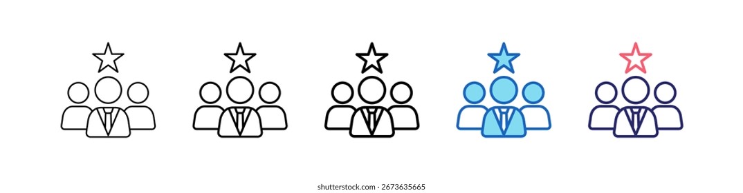 Ícone De Líder Em 5 Estilos Diferentes Definir Coleção.