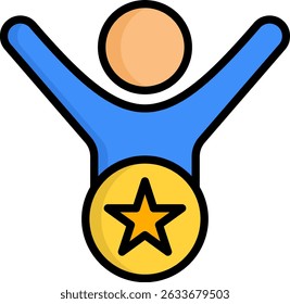 Leader Icon Lineal Color Vector Illustration