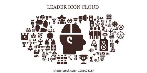 leader icon set. 93 filled leader icons. Simple modern icons about  - Human, Friends, Medal, Teamwork, Trophy, Speaker, Team, Protest, Motivation, Manager, Crown, Competition