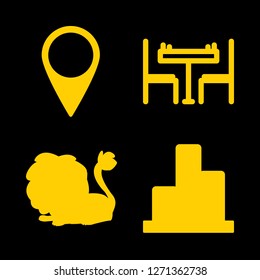 leader icon set about schedule, chess, lion and situation pin vector set
