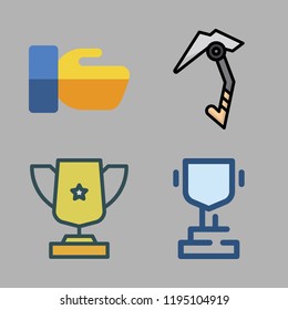 leader icon set. vector set about trophy, hand shake and climbing icons set.