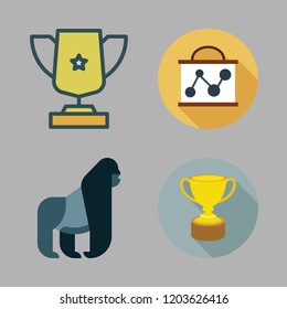 leader icon set. vector set about gorilla, trophy and presentation icons set.
