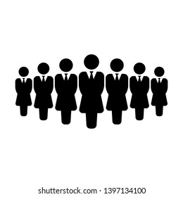 Leader icon vector female group of persons symbol avatar for business management team in flat color glyph pictogram illustration
