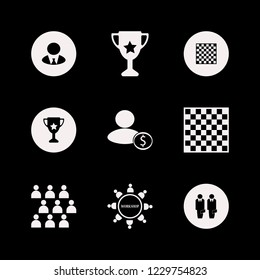 leader icon. leader vector icons set businessmen, trophy cup, businessman and chess board